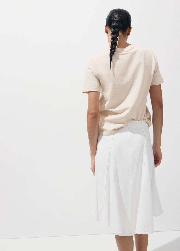 Printed cotton-blend t-shirt — Beige