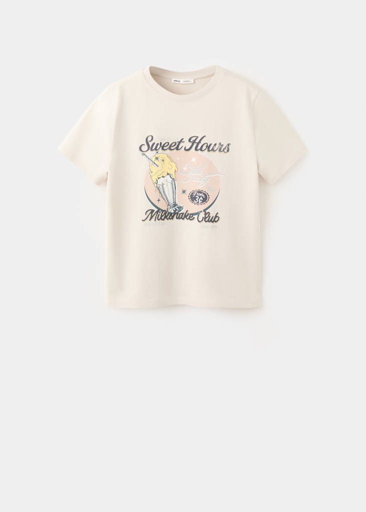 Printed cotton-blend t-shirt — Beige
