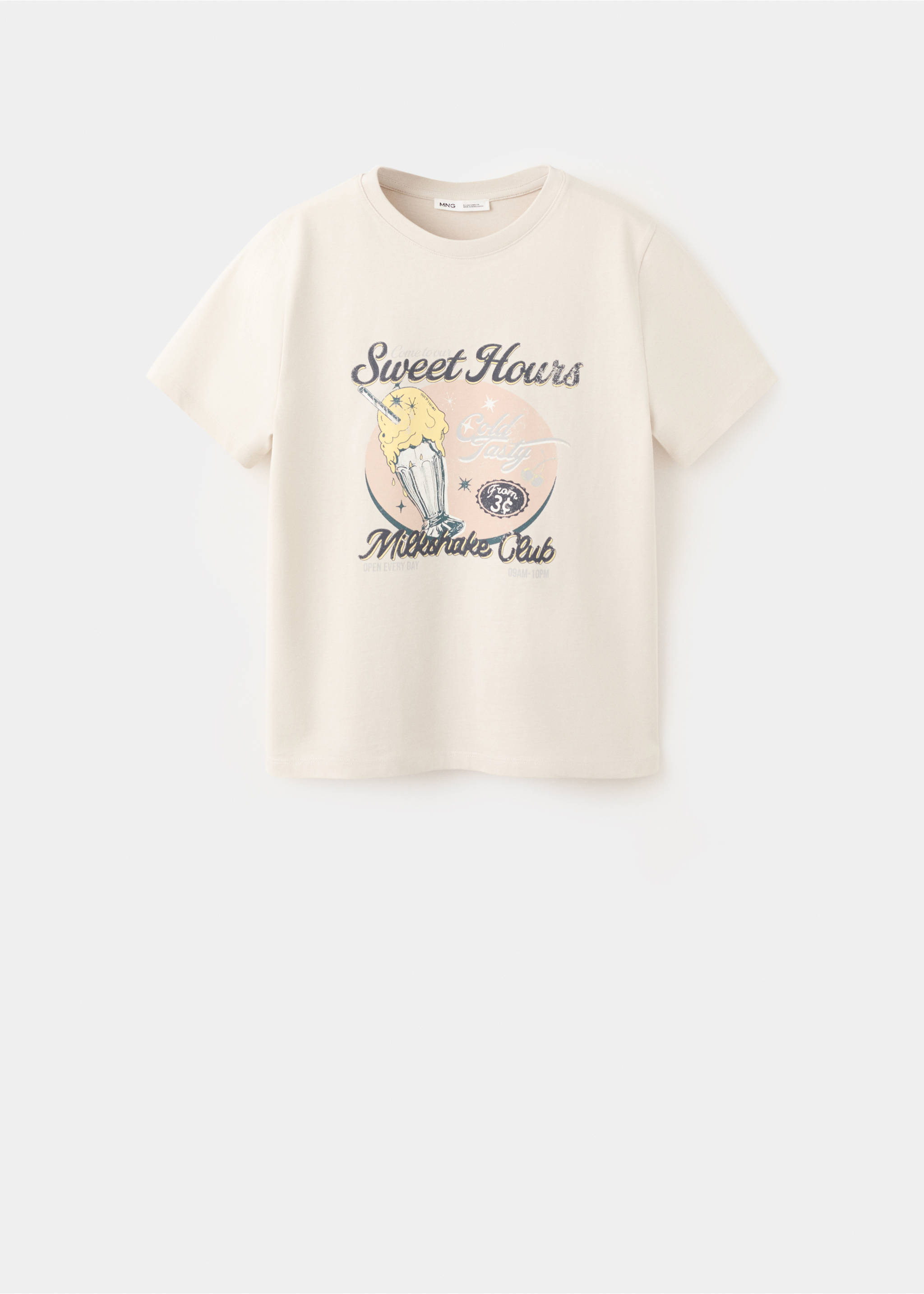 Printed cotton-blend t-shirt - Article without model, Beige. Ref: 37092525-00.