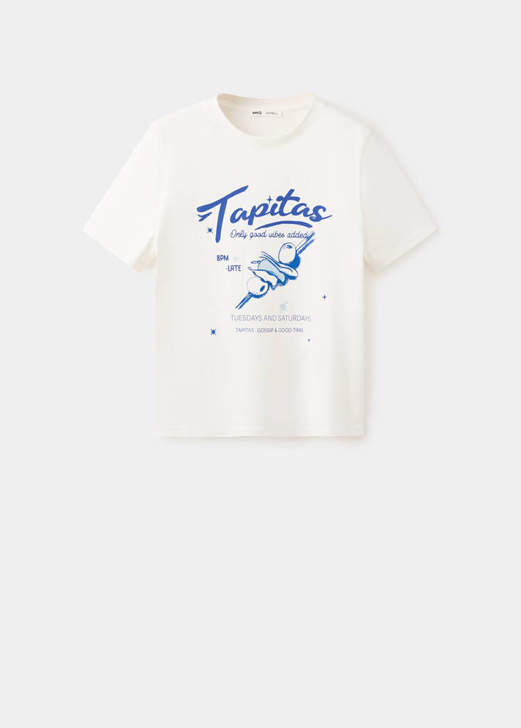 Printed cotton-blend t-shirt — Blue