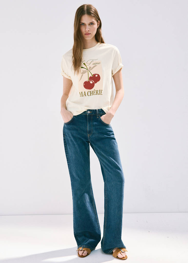 Printed cotton-blend t-shirt — Red