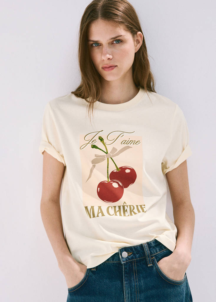 Printed cotton-blend t-shirt — Red