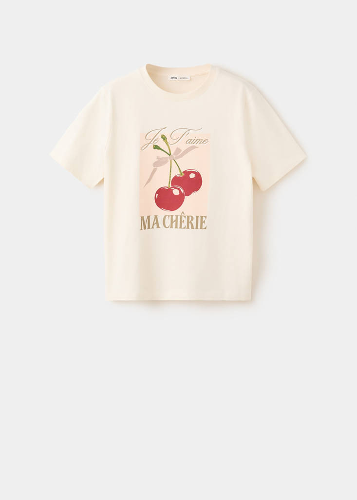 Printed cotton-blend t-shirt — Red