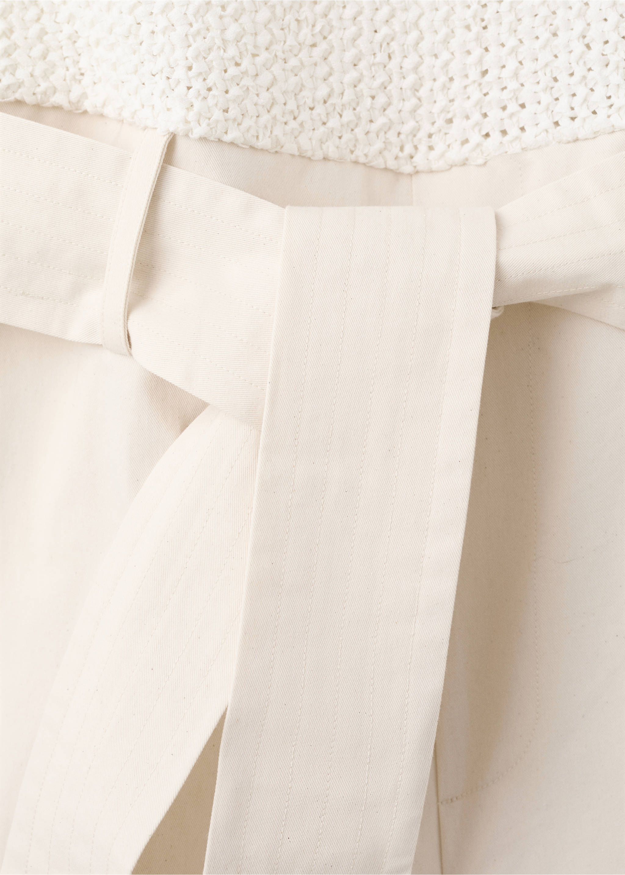 Belted combined woven jumpsuit - Details of the article 0, Ecru. Ref: 37092526-00.
