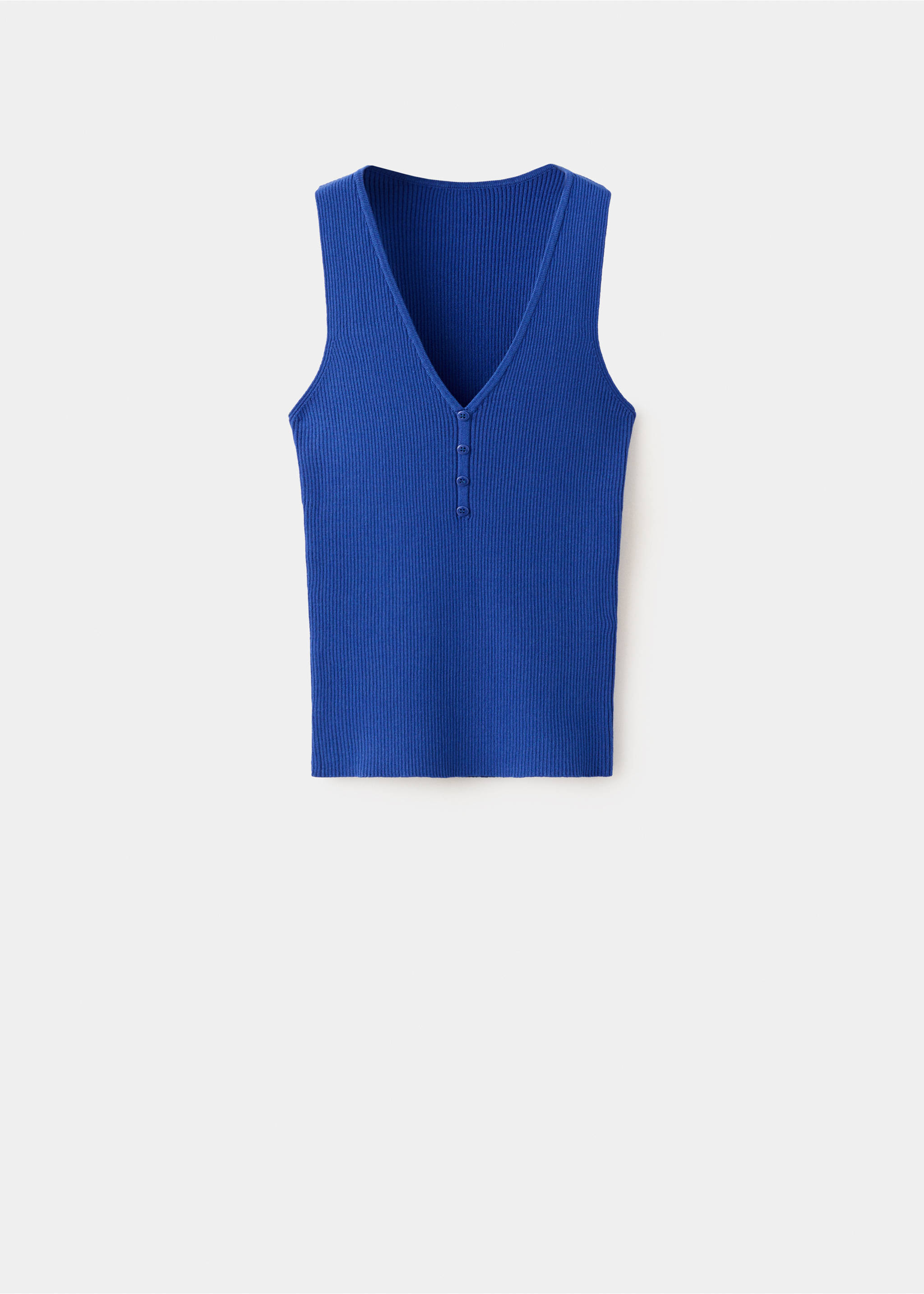 Buttoned ribbed top - Article without model, Vibrant blue. Ref: 37092527-00.
