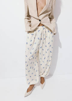 Floral print baggy trousers — White 4