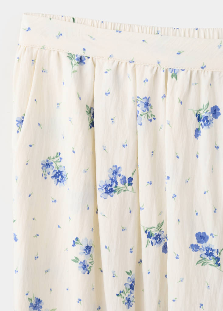 Floral print baggy trousers — White