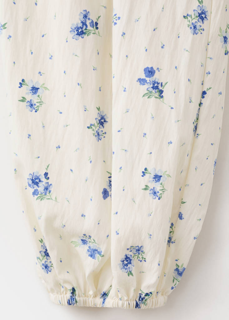 Floral print baggy trousers — White