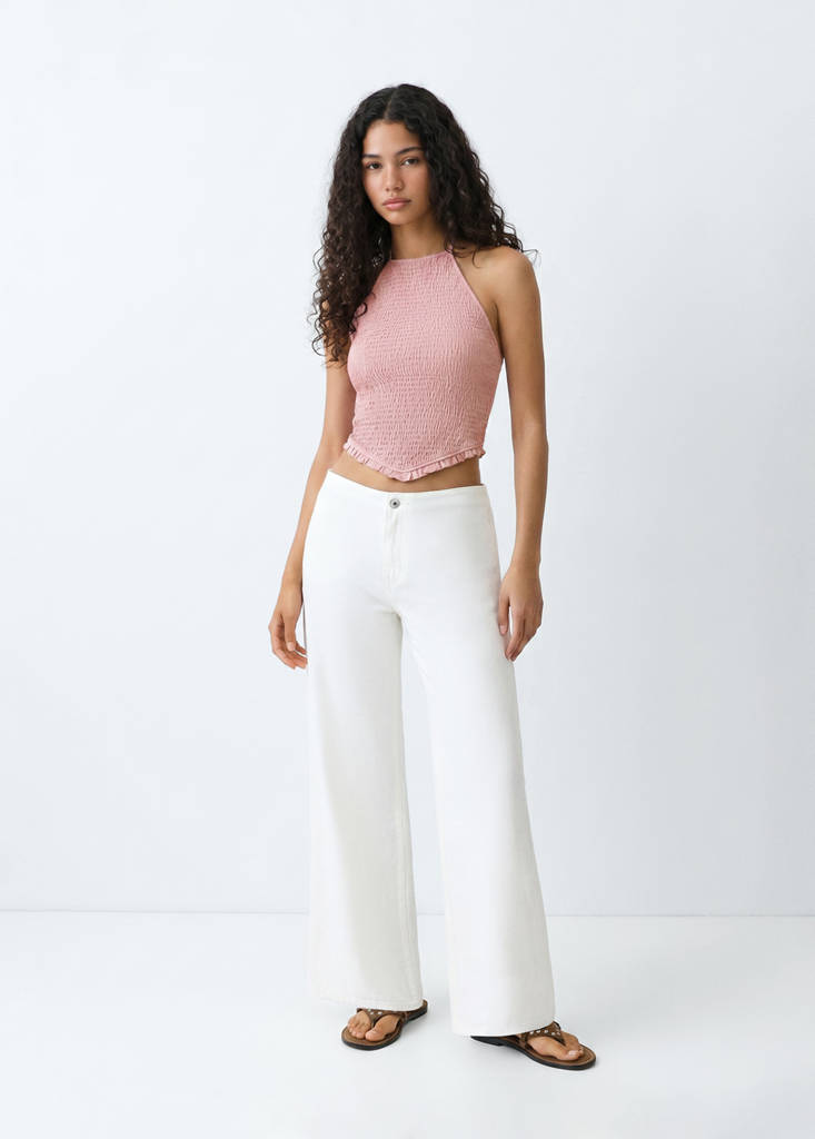 Ruched halter top — Pastel Pink