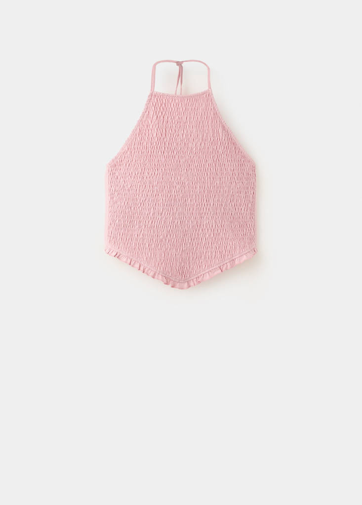 Ruched halter top — Pastel Pink