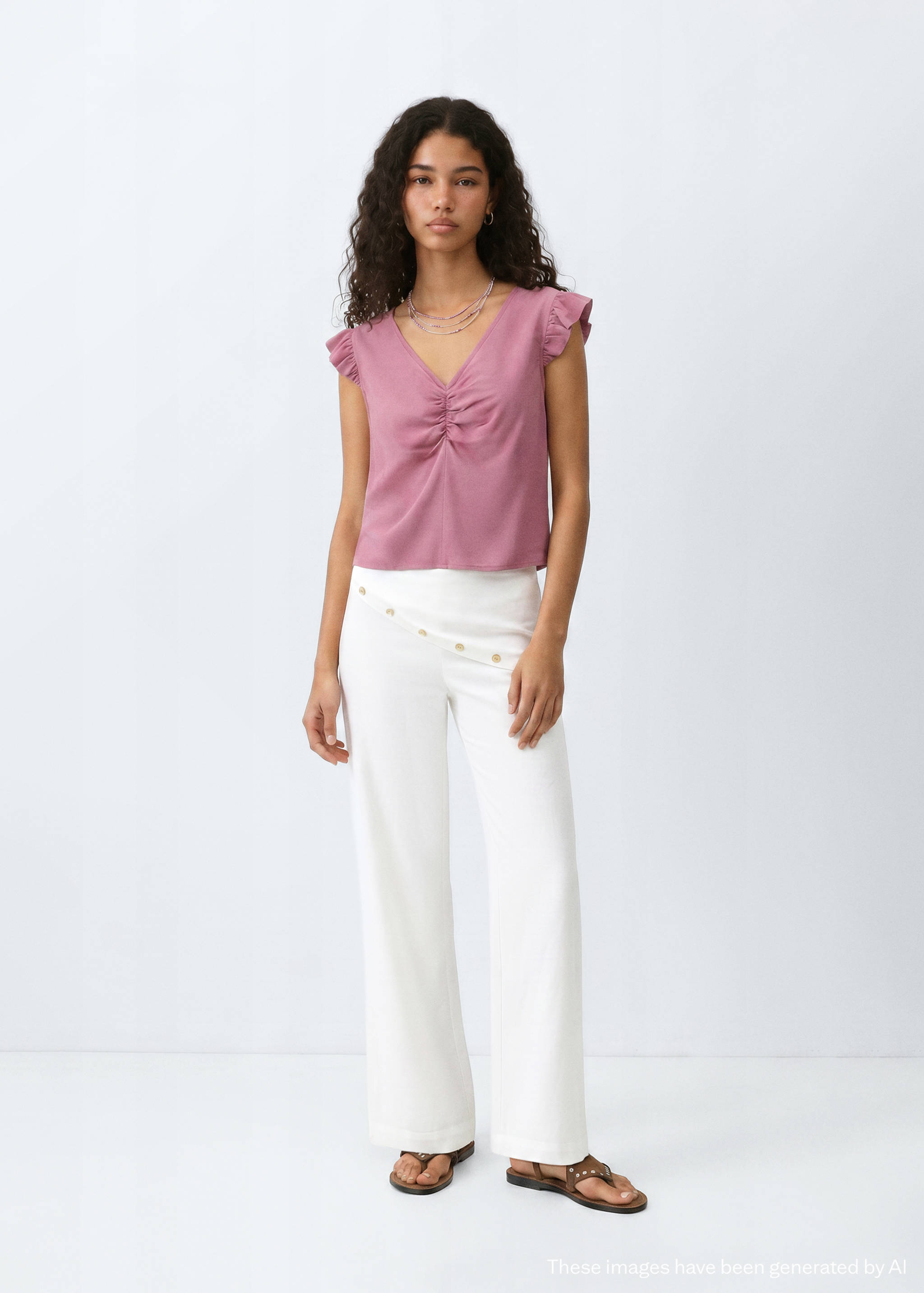 V-neck top with frill detail - General plane