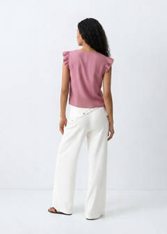 V-neck top with frill detail — Maroon 5