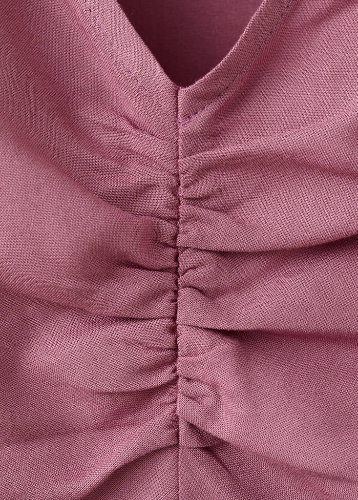 V-neck top with frill detail — Maroon