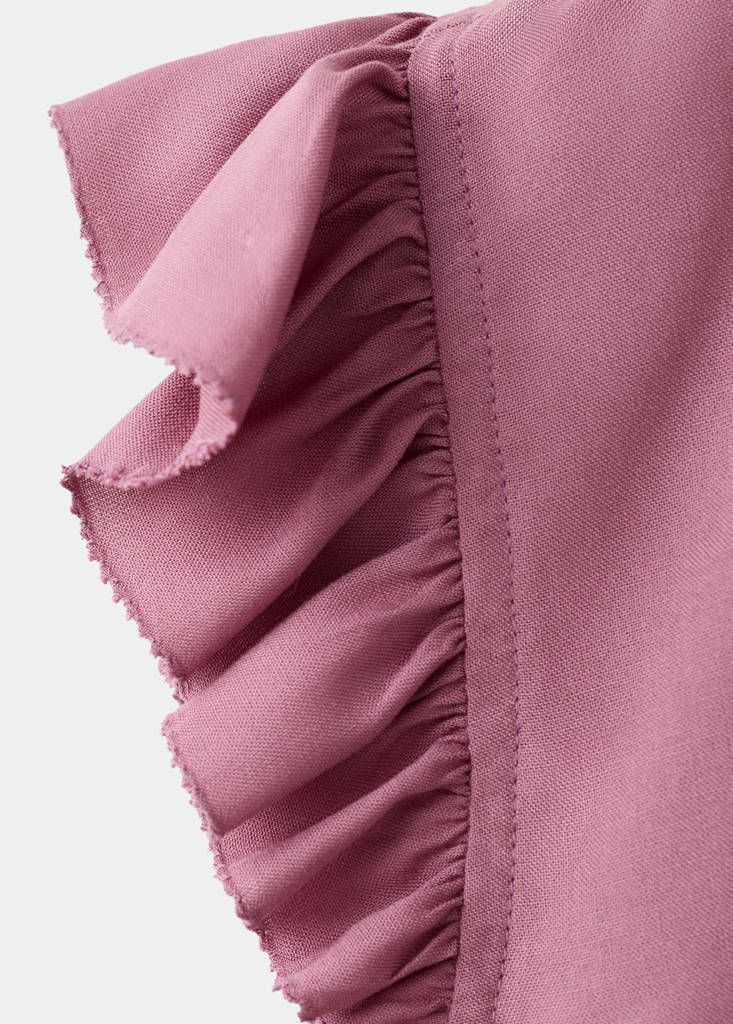 V-neck top with frill detail — Maroon