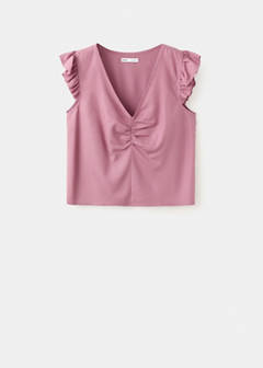 V-neck top with frill detail — Maroon 3
