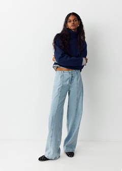 Wide leg stitched jeans — Light Blue 2