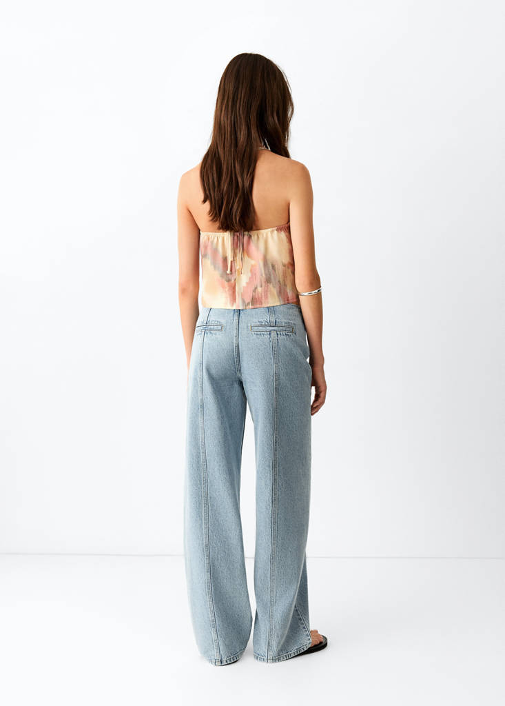 Wide leg stitched jeans — Light Blue
