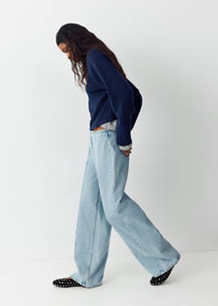 Wide leg stitched jeans — Light Blue 3