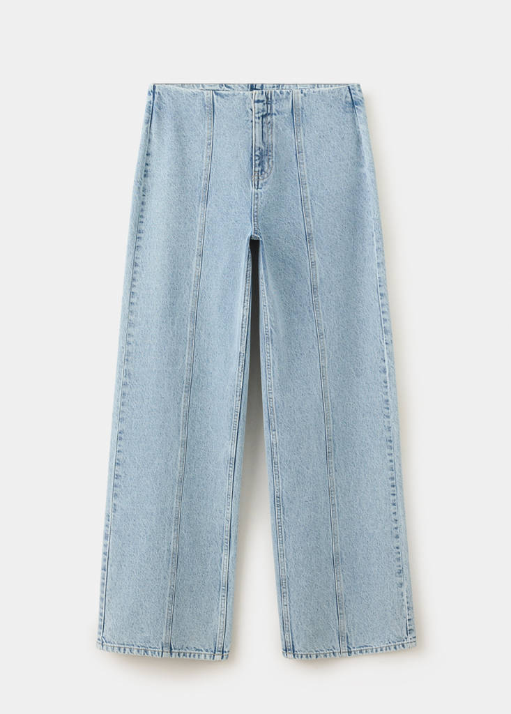 Wide leg stitched jeans — Light Blue