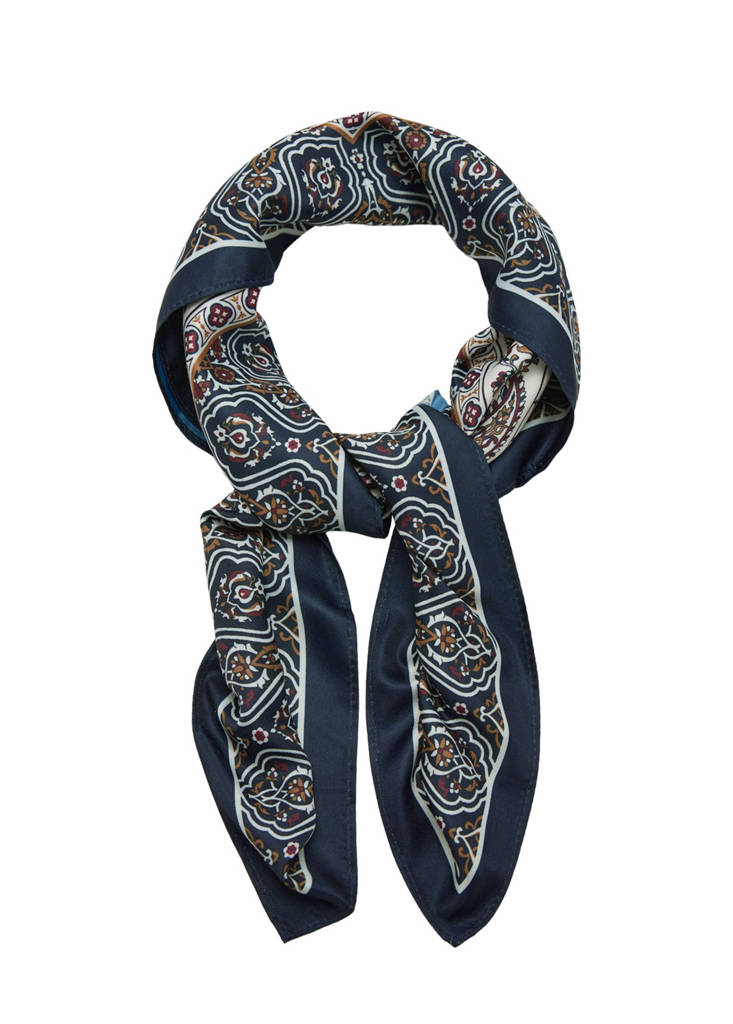 Paisley print scarf — Navy