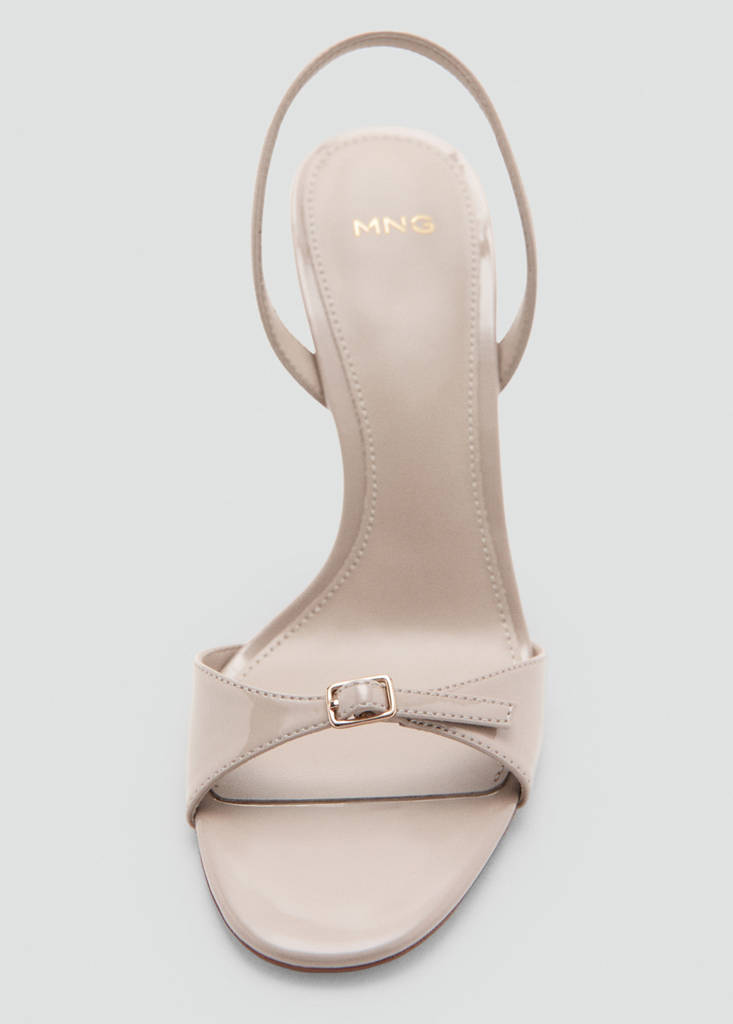 High-heeled sandals with buckle straps — Nude