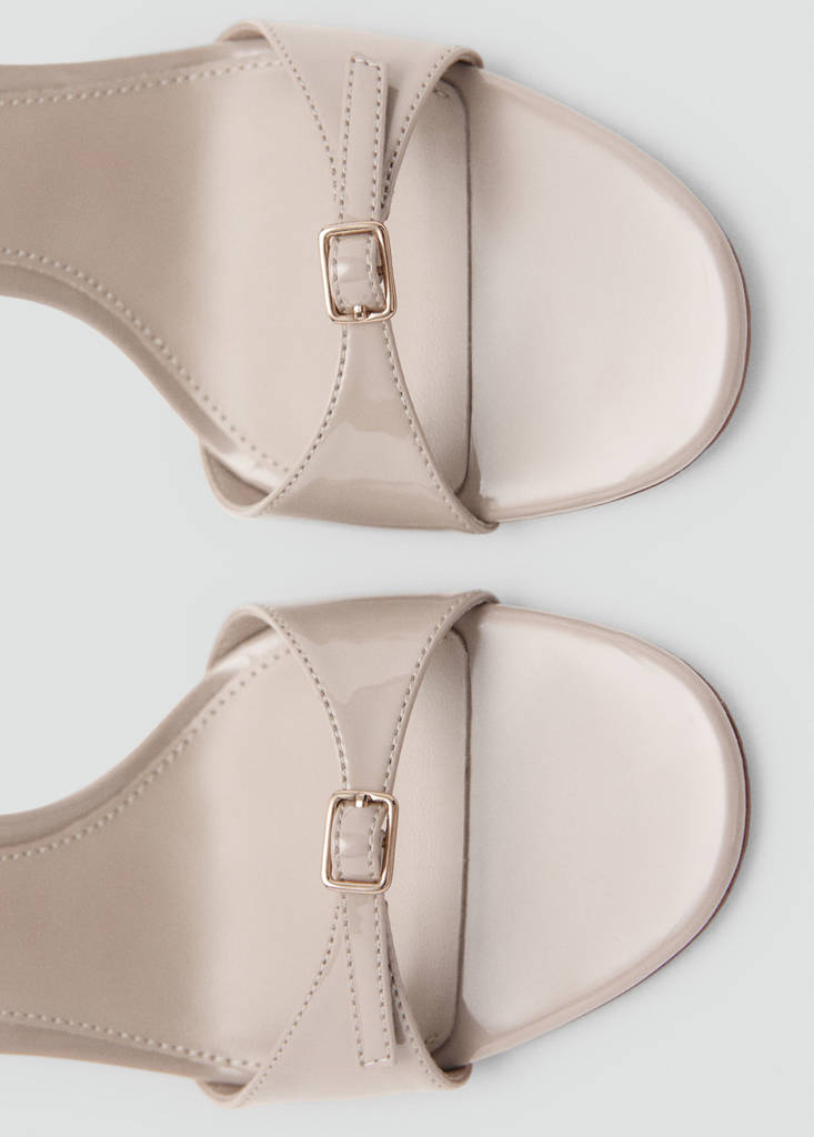 High-heeled sandals with buckle straps — Nude