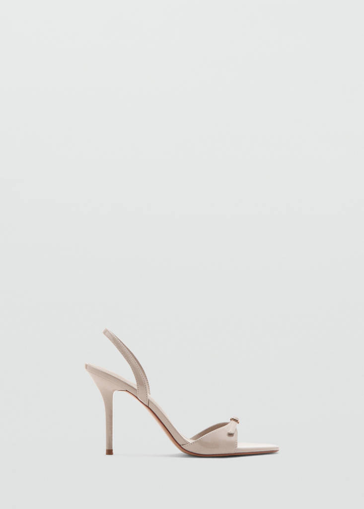 High-heeled sandals with buckle straps — Nude