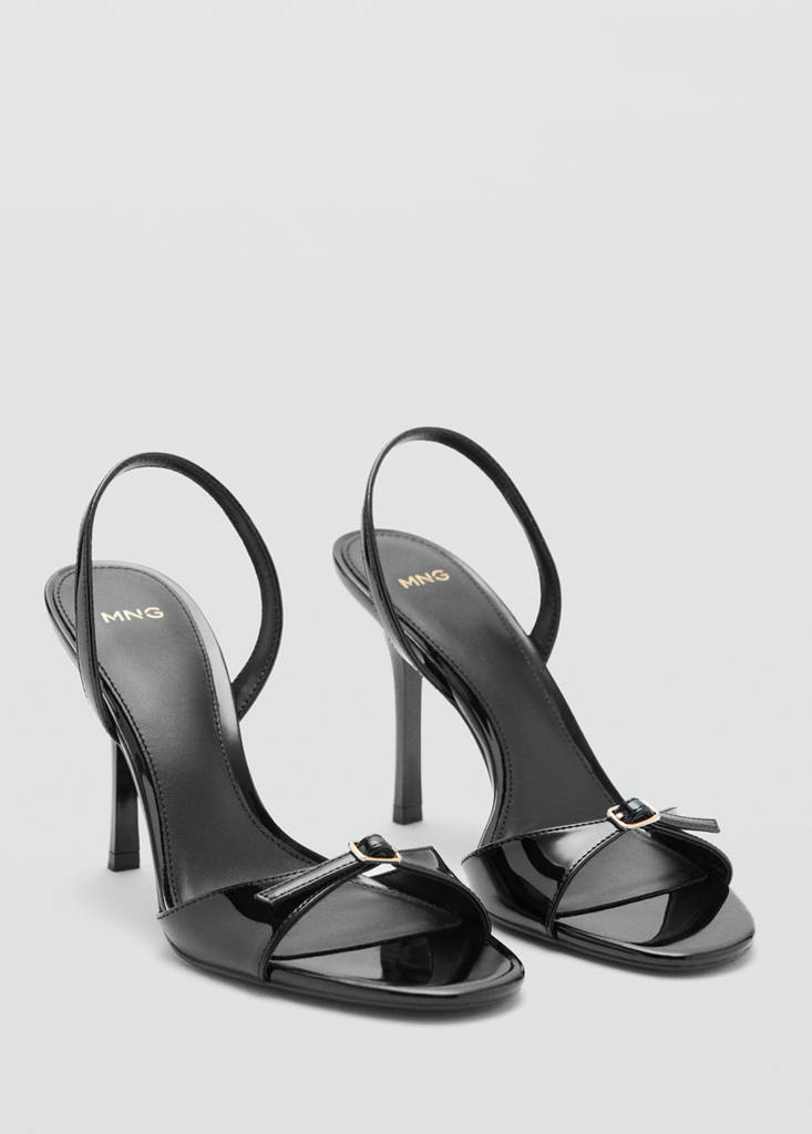 High-heeled sandals with buckle straps — Black
