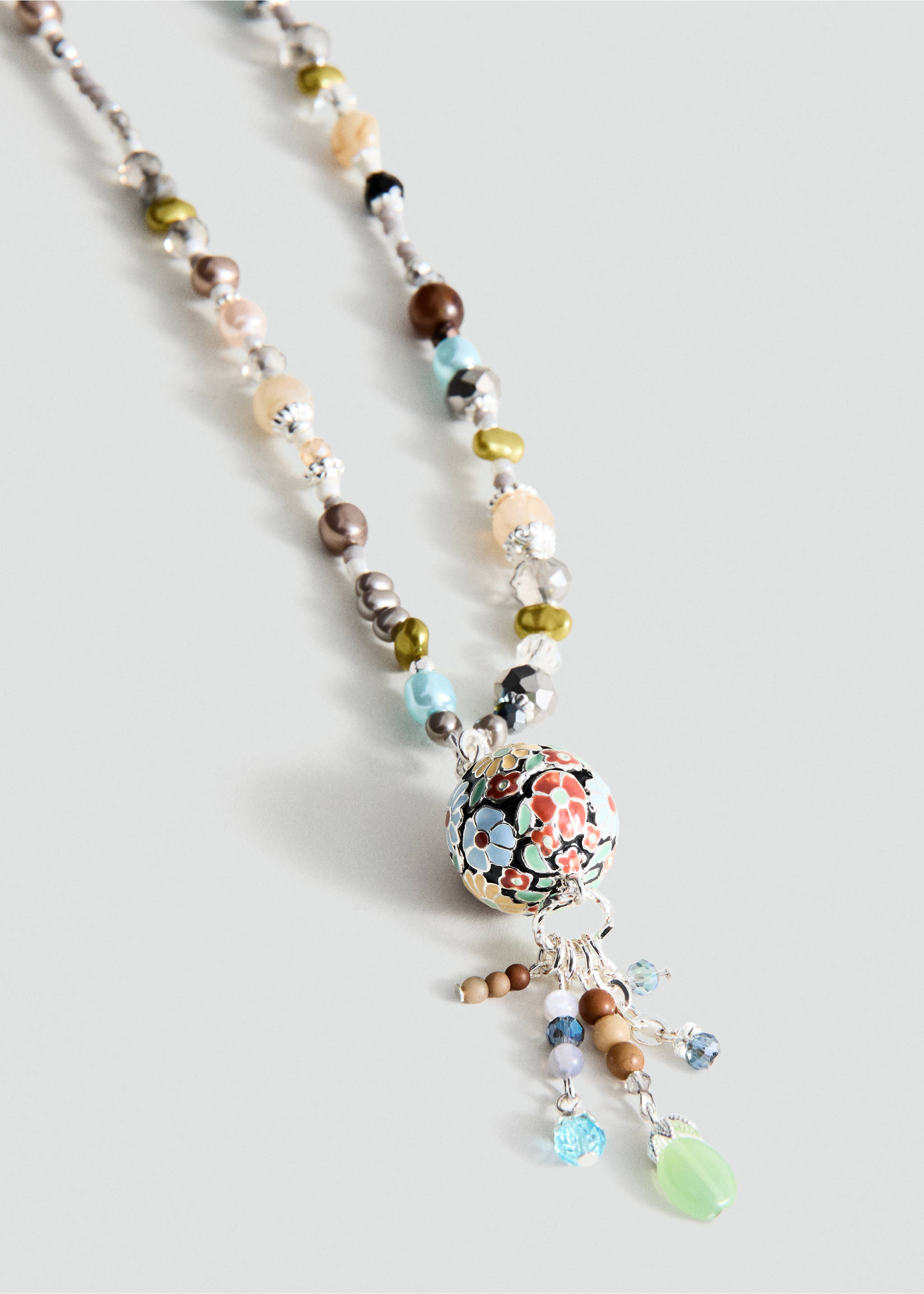 Mixed bead necklace - Medium plane, Silver. Ref: 37092539-00.