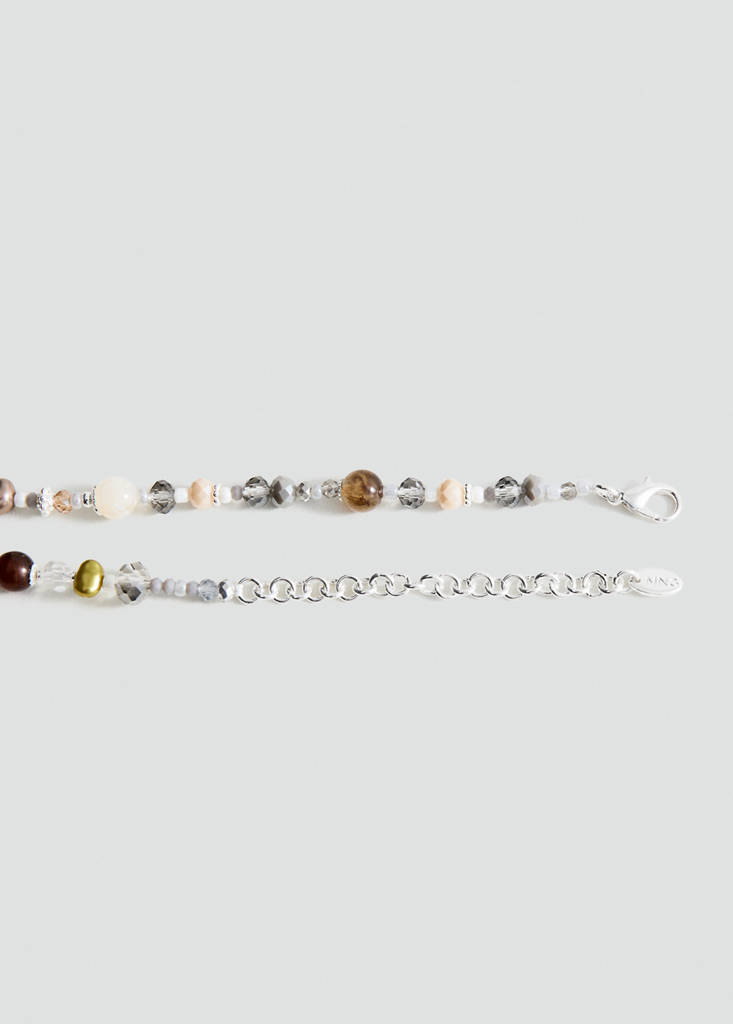 Mixed bead necklace — Silver