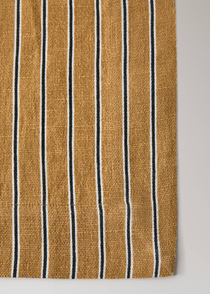 Linen cotton striped table runner — Ochre