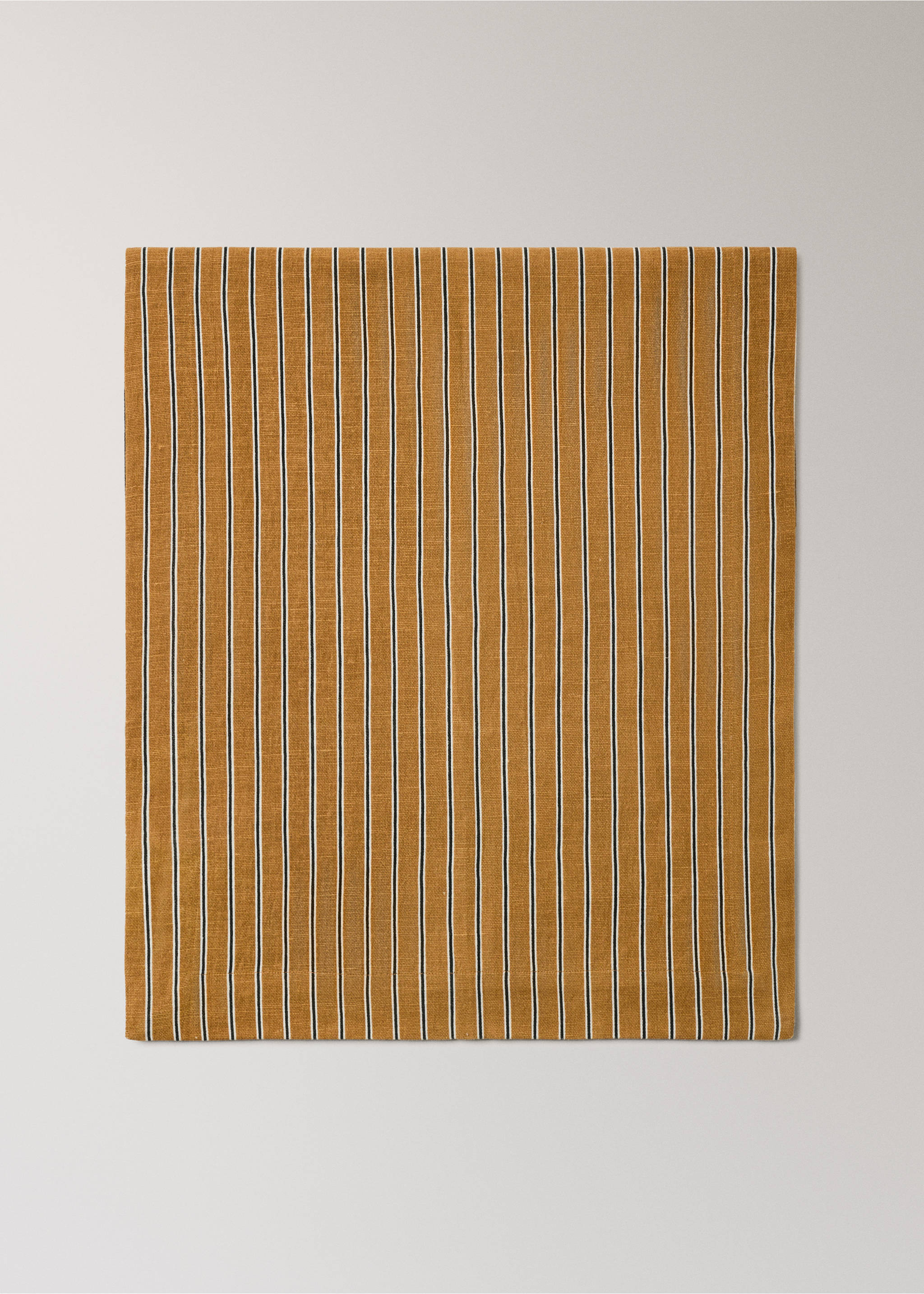 Linen cotton striped table runner - Article without model, Ochre. Ref: 37092541-00.