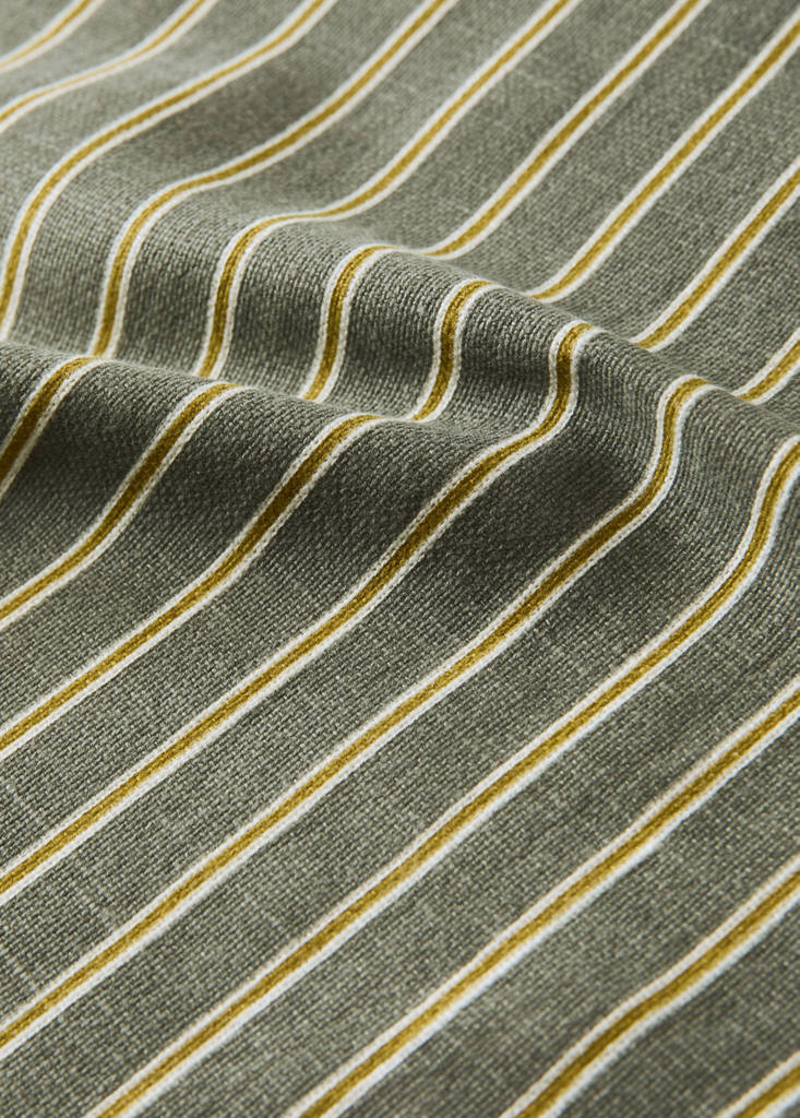 Linen cotton striped table runner — Green