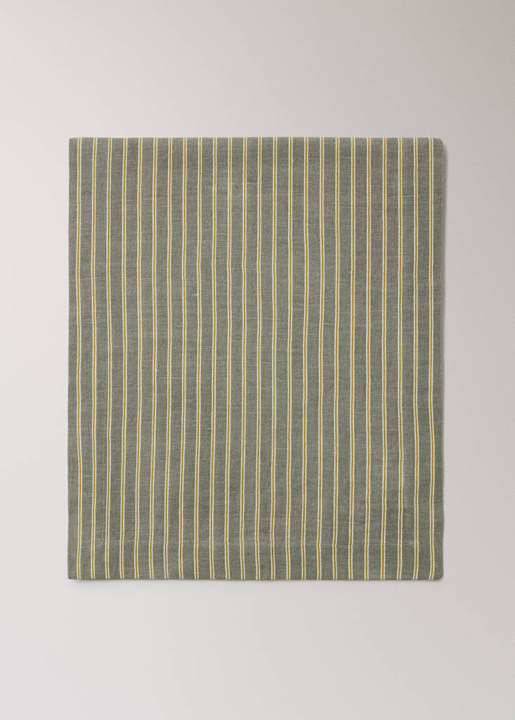 Linen cotton striped table runner — Green