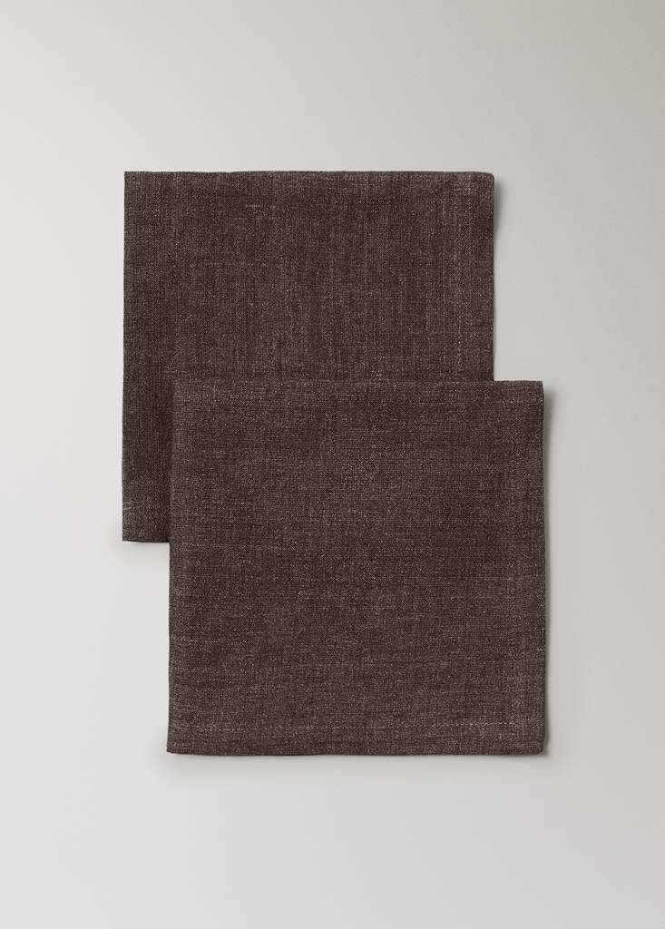 Pack of 2 melange linen napkins — Brown