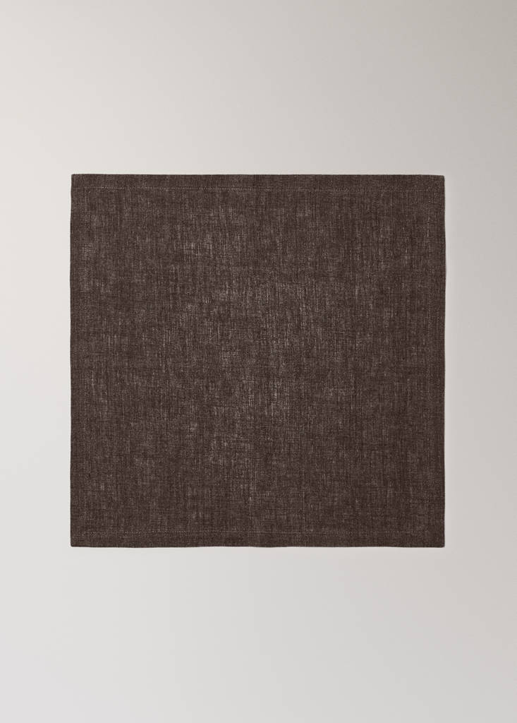 Pack of 2 melange linen napkins — Brown