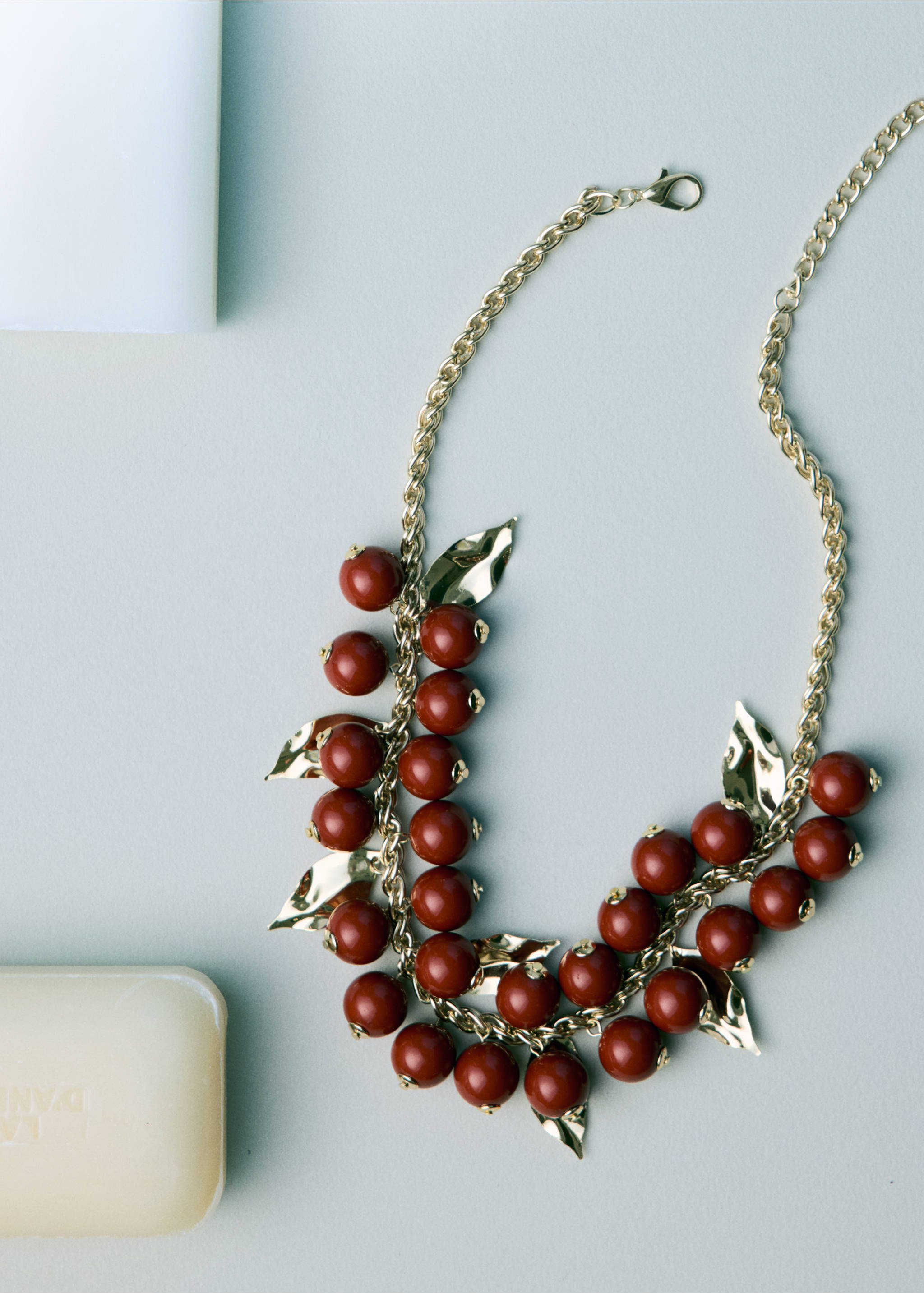 Beaded chain necklace - Details of the article 5, Gold. Ref: 37092545-00.