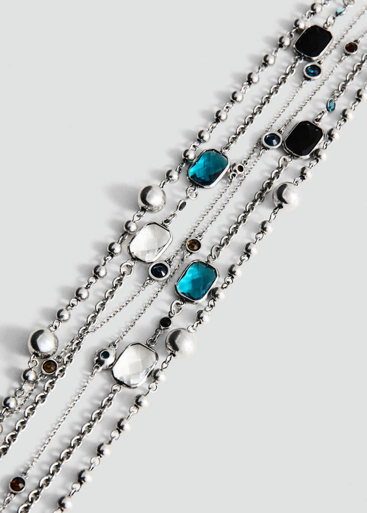 Mixed bead necklace — Silver