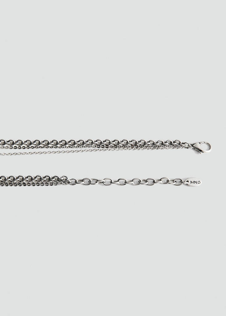 Mixed bead necklace — Silver
