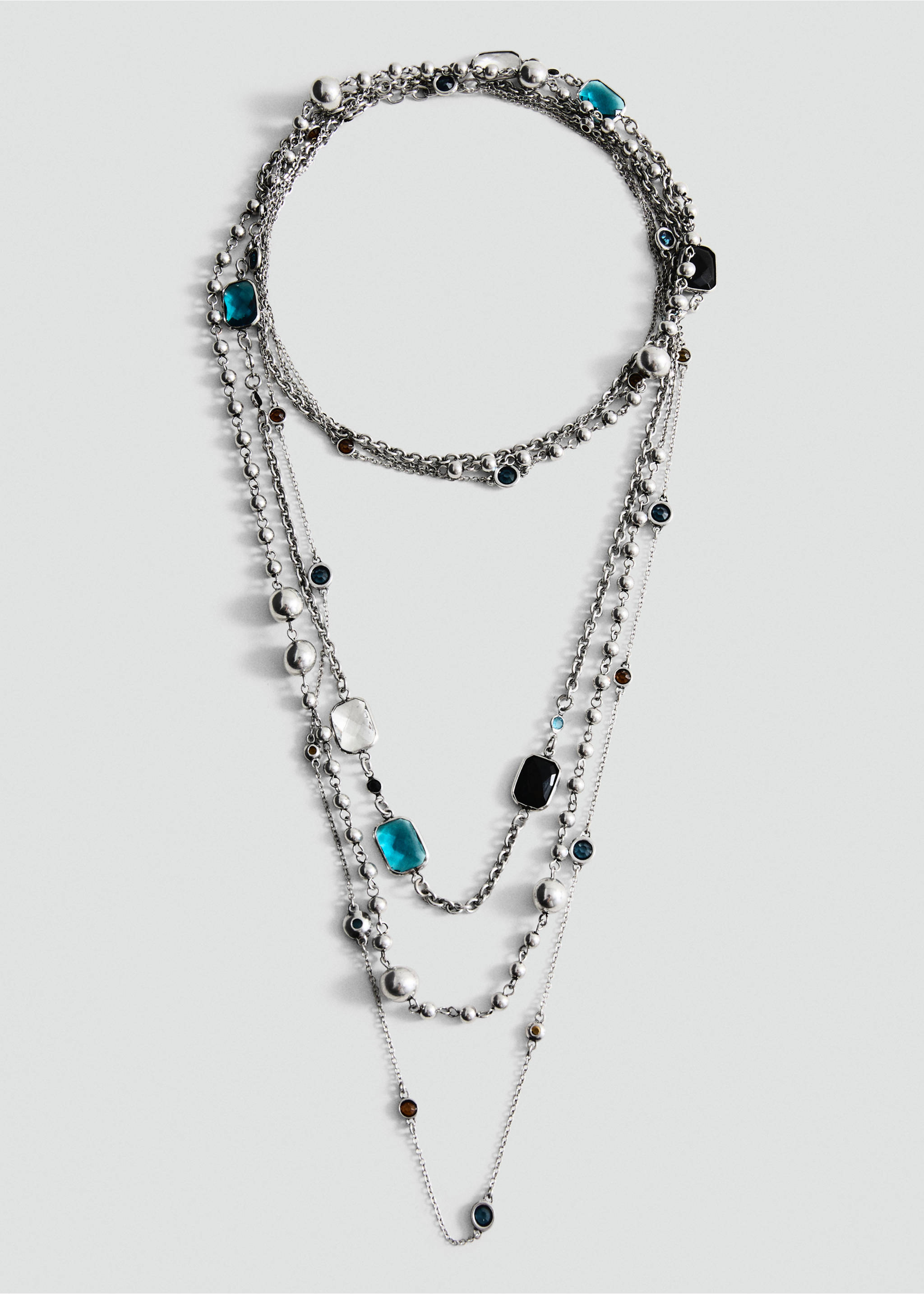 Mixed bead necklace - Article without model, Silver. Ref: 37092548-00.