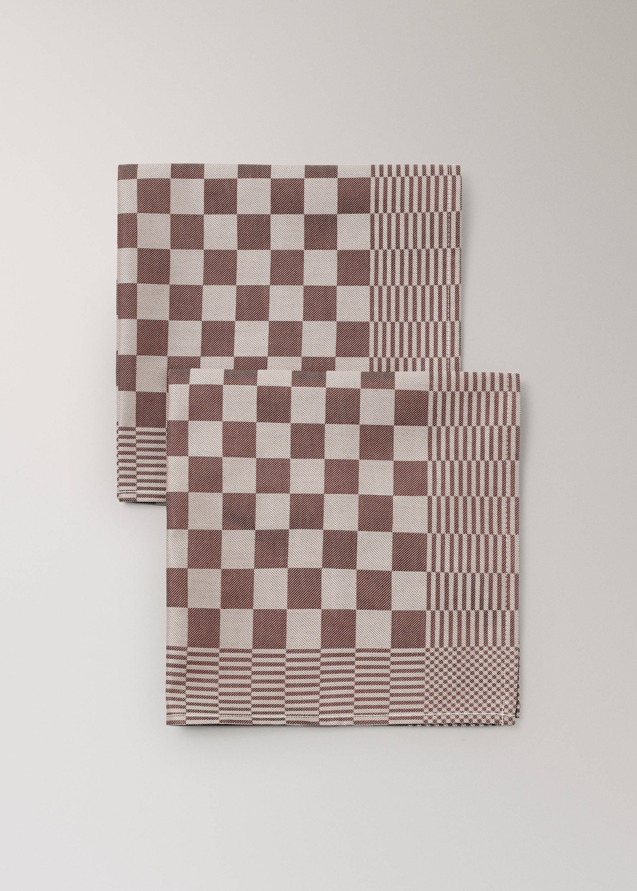 Pack of 2 cotton jacquard checkered napkins - Details of the article 1