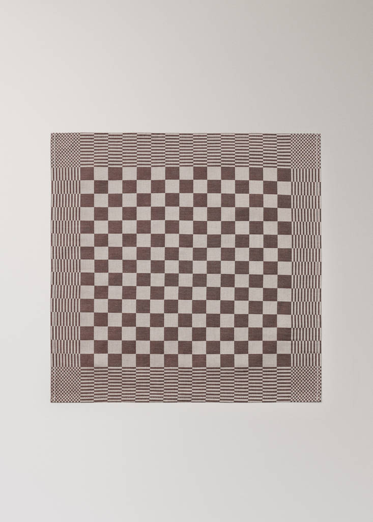 Pack of 2 cotton jacquard checkered napkins — Brown