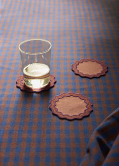 Two-tone waved coated cotton coasters — Burnt Orange 1