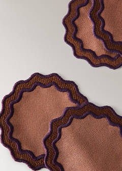 Two-tone waved coated cotton coasters — Burnt Orange 3