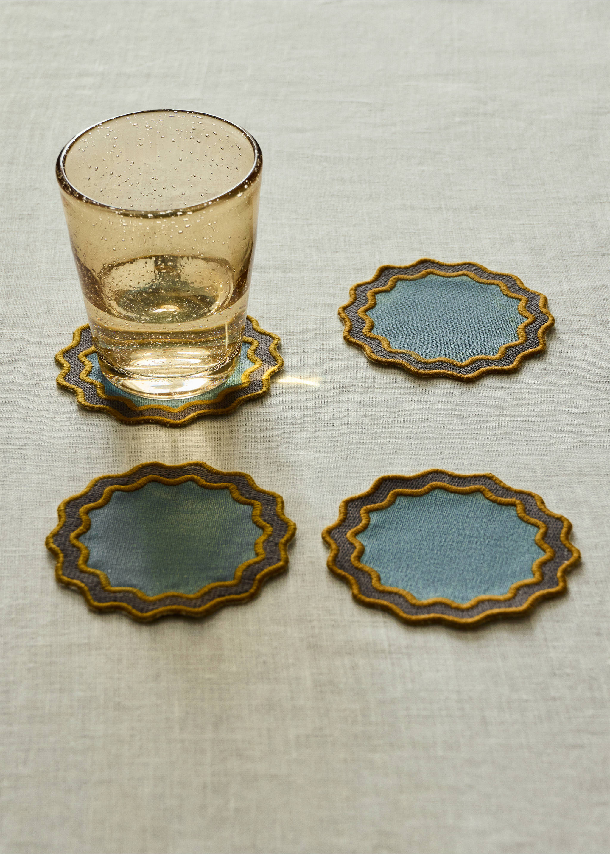 100% cotton geometric placemats - General plane, Turquoise. Ref: 37092553-00.