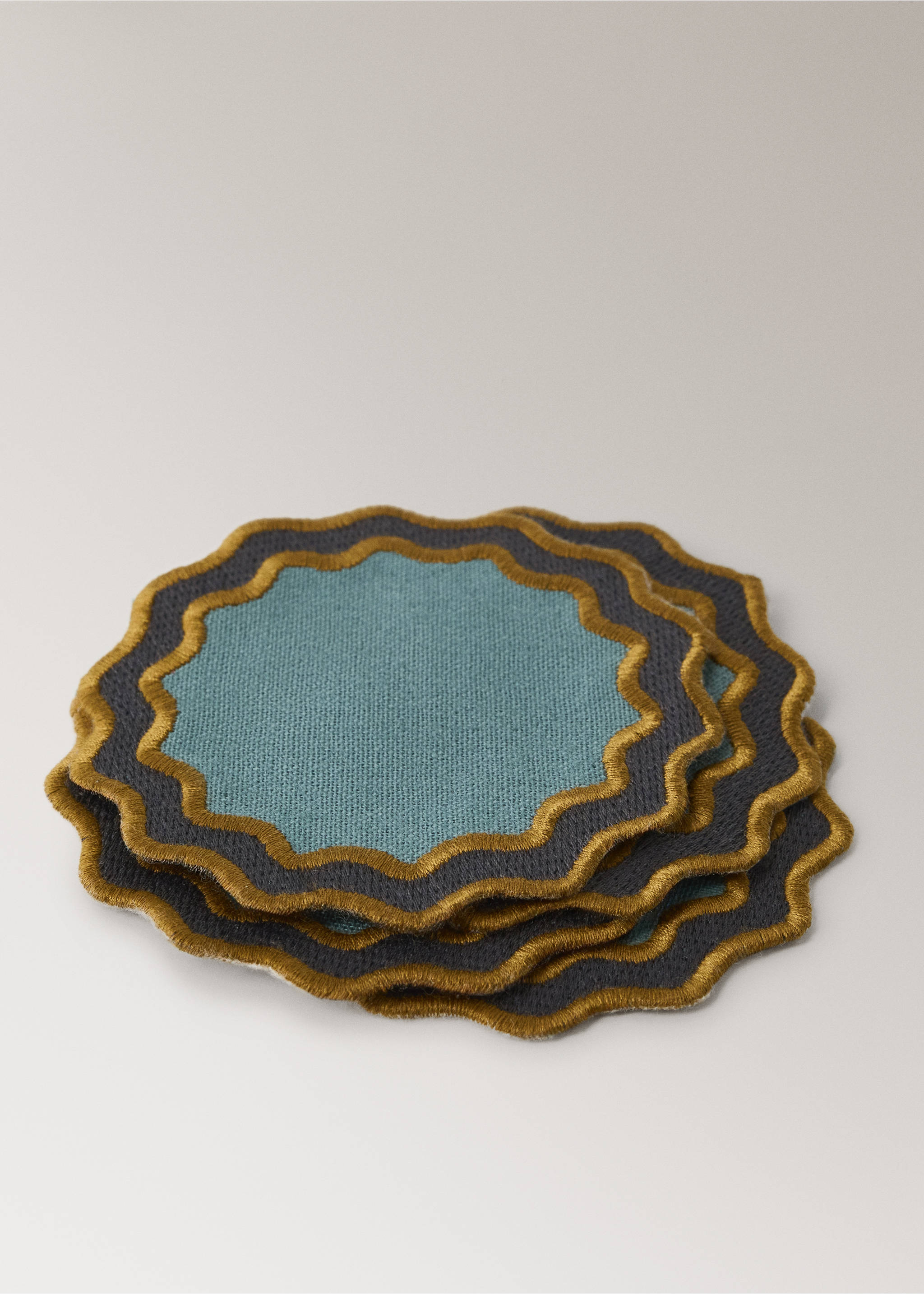 100% cotton geometric placemats - Details of the article 2, Turquoise. Ref: 37092553-00.