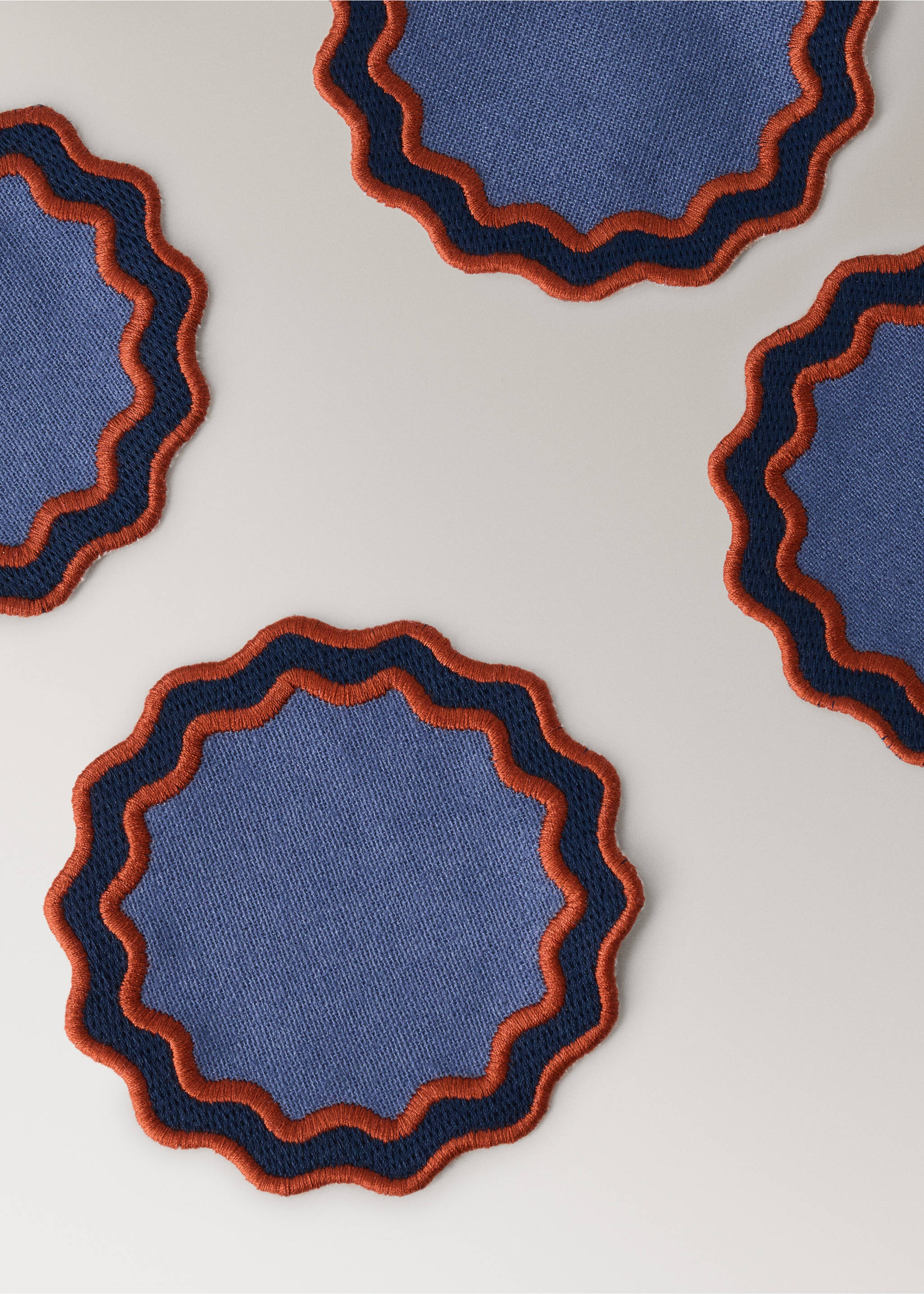 100% cotton geometric placemats - Details of the article 2, Indigo Blue. Ref: 37092553-00.