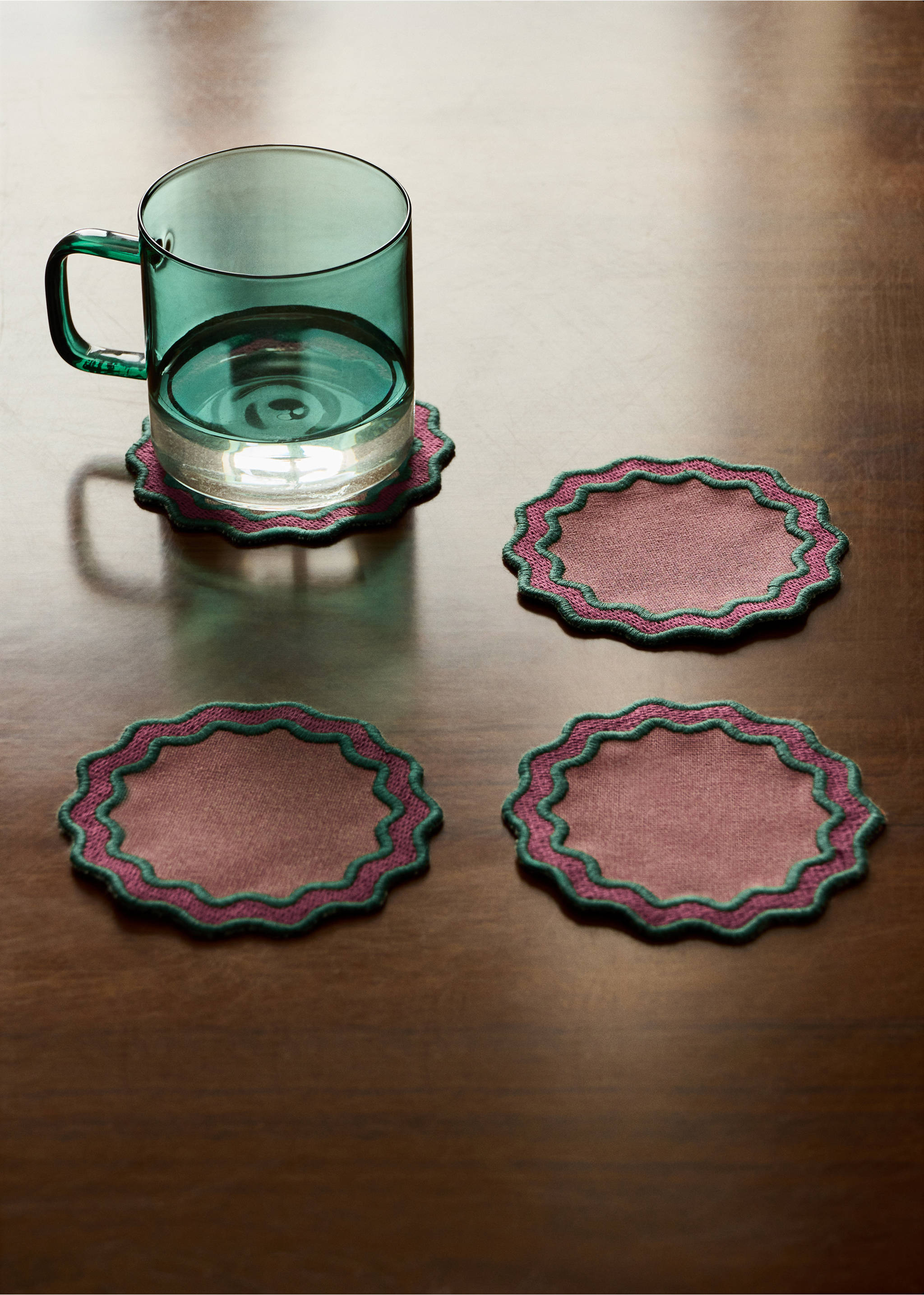 100% cotton geometric placemats - General plane, Pink. Ref: 37092553-00.