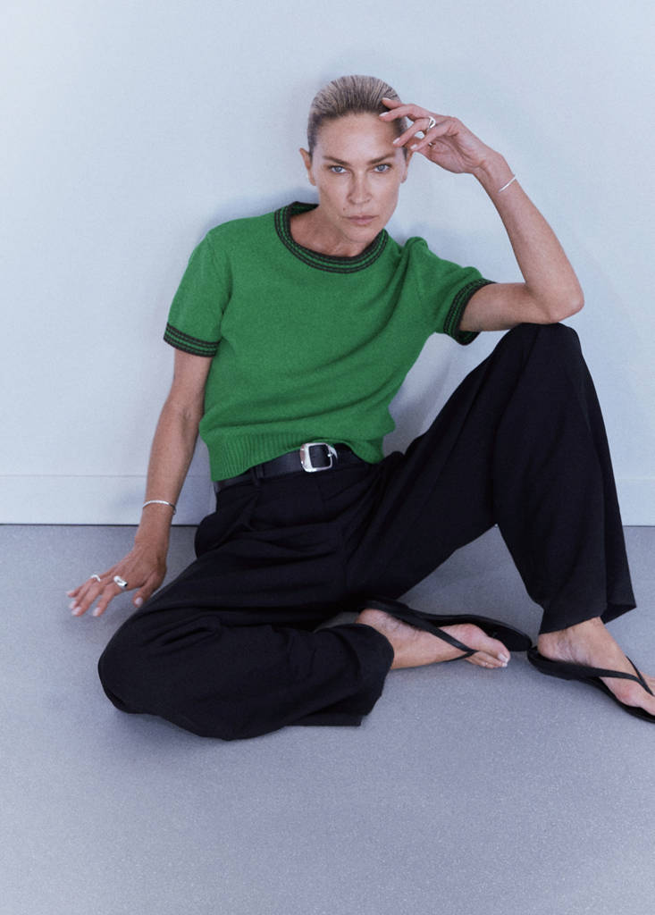 Ribbed knit jumper with contrast trims — Green