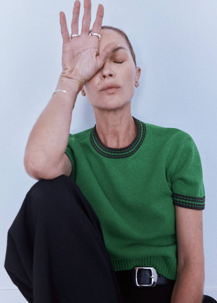 Ribbed knit jumper with contrast trims — Green